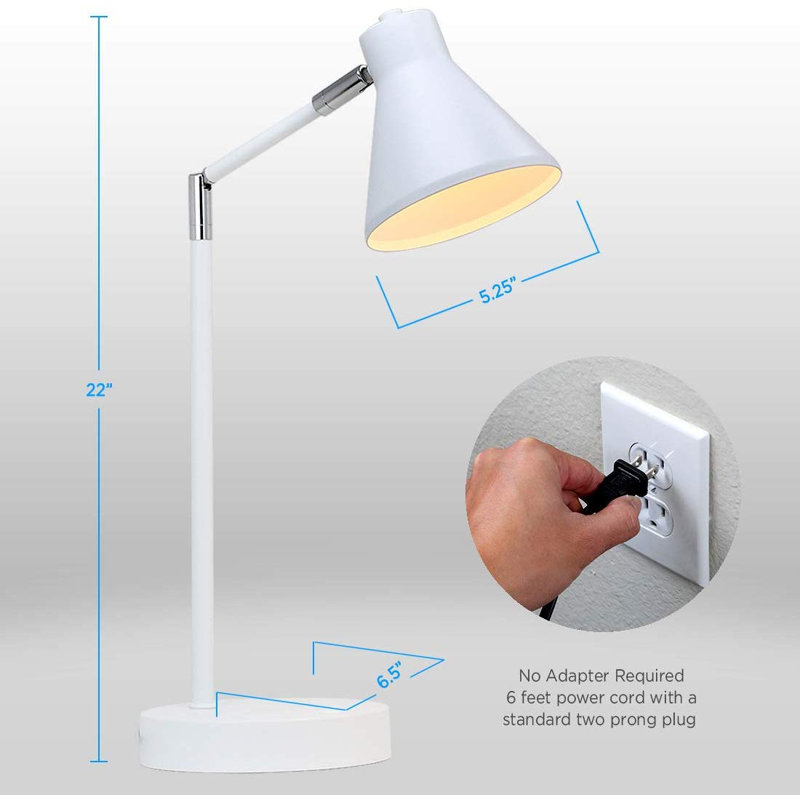 Jemari 22" LED Desk Lamp with Dual USB Charging Ports, White