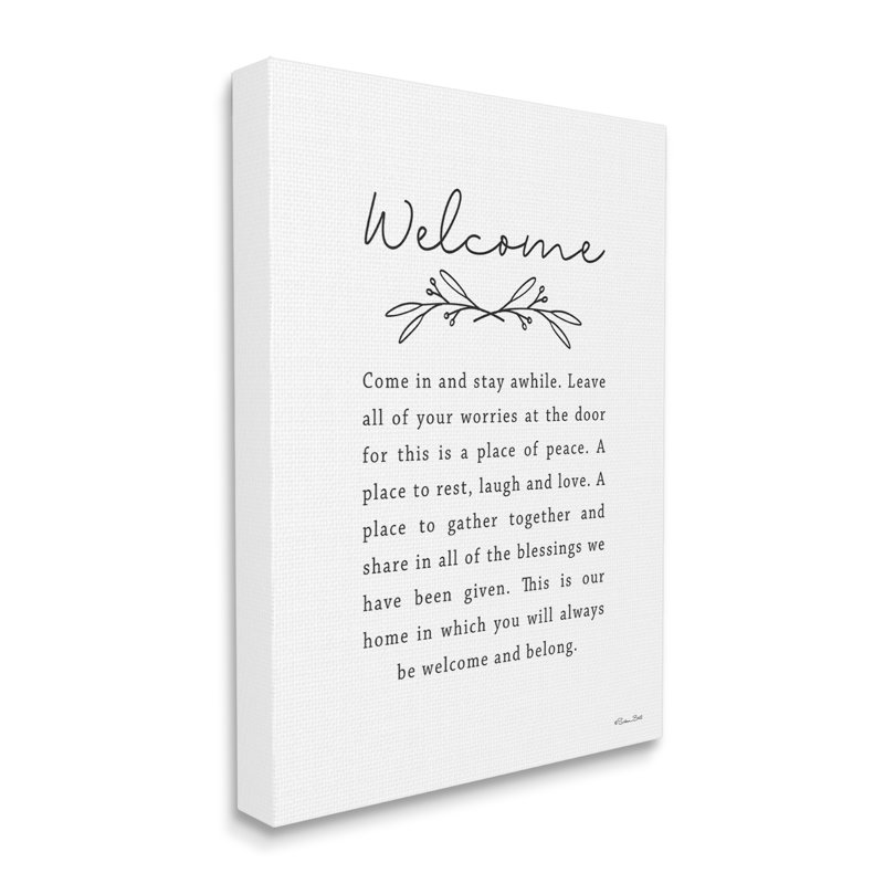 «Welcome Home Quote» par Susan Ball - Art textuel, Toile tendue, H 40 po x l 30 po x P 1,5 po