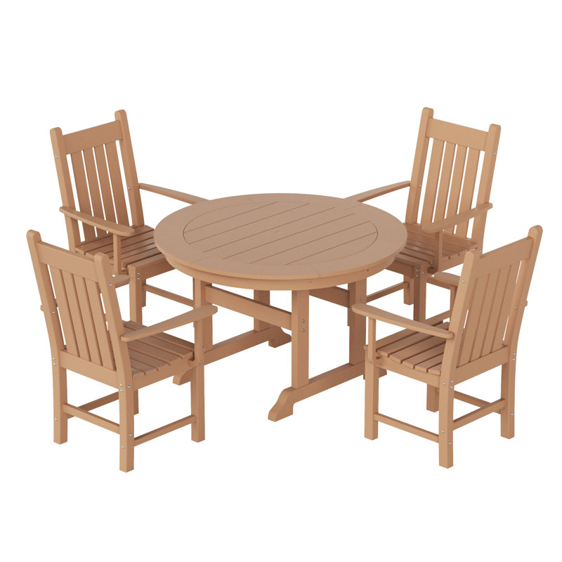 Laguna 4 - Person Patio Dining Set with Round Table, Teak