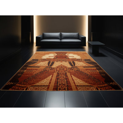 Tapis oriental brun lavable à la machine Rocco Mayan Warrior