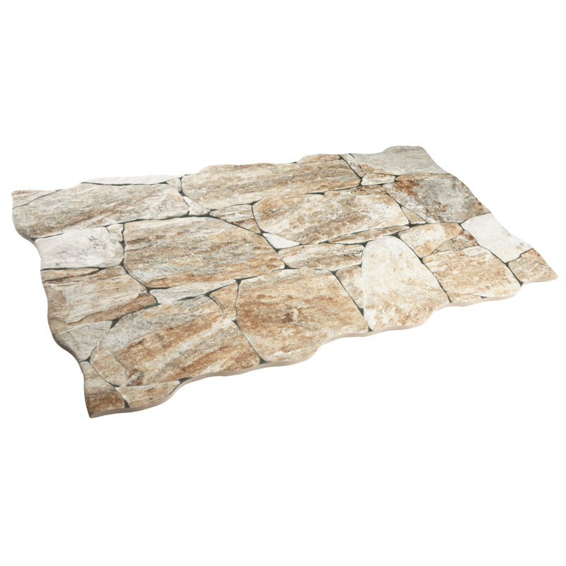 Caldera Roques 13" x 25" Porcelain Stone Look Wall & Floor Tile, Brown