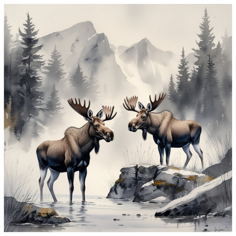 Rideaux de douche Moose In Mountain, L 70 po x H 84 po