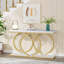 Console moderne 55,11 po en simili marbre blanc et doré pour canapé d'entrée, salon et salon