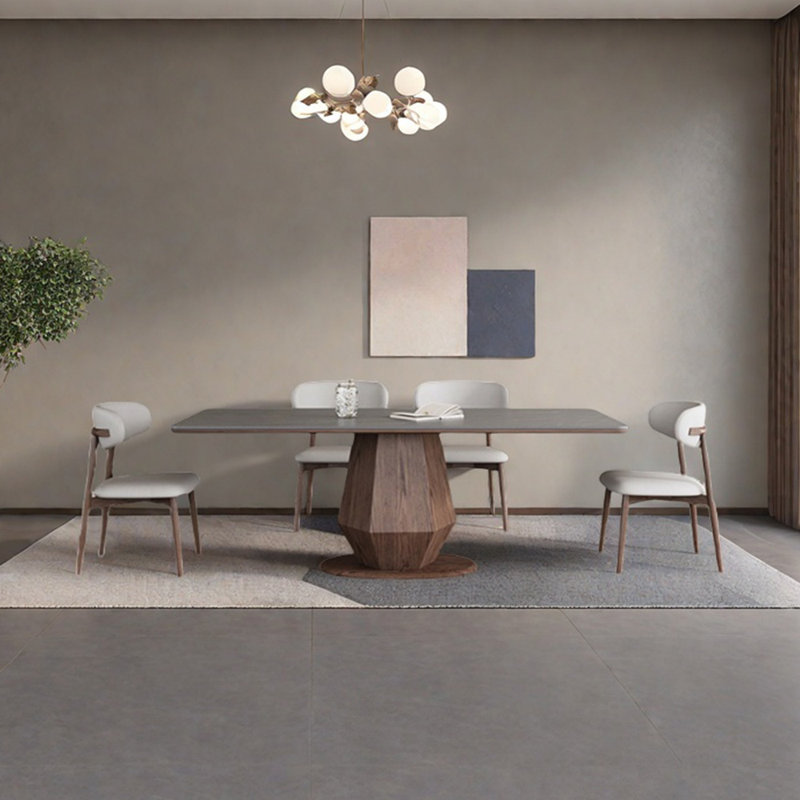 Ensemble de table de salle à manger en pierre frittée grise, H 29,53 po x L 70,87 po x l 35,43 po