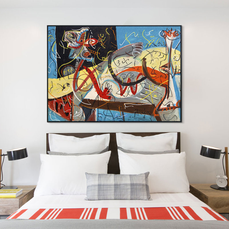 Art graphique encadré sur toile par Jackson Pollock, impression encadrée sur toile pour décor de bureau à domicile