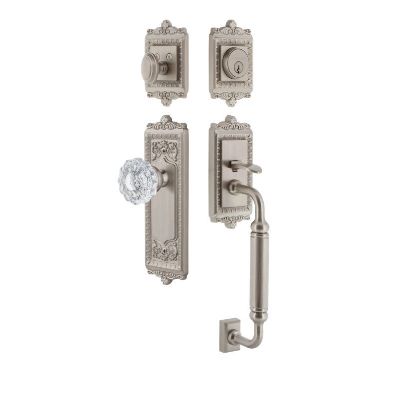 Windsor Handle With Knob And Deadbolt, Satin Nickel