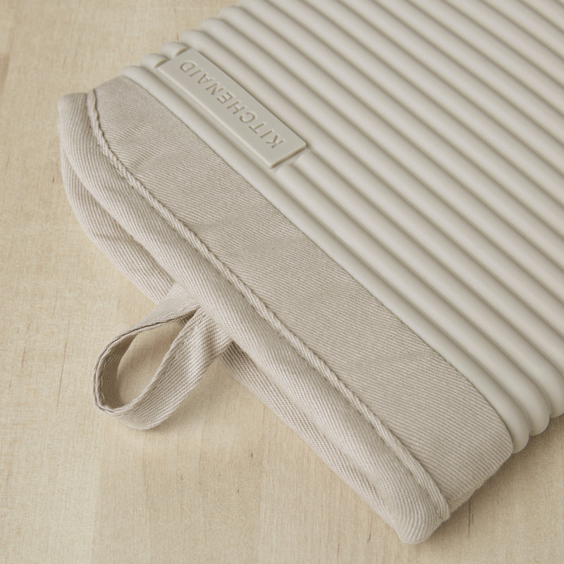 KitchenAid Ribbed Soft Silicone Oven Mitt, Tan