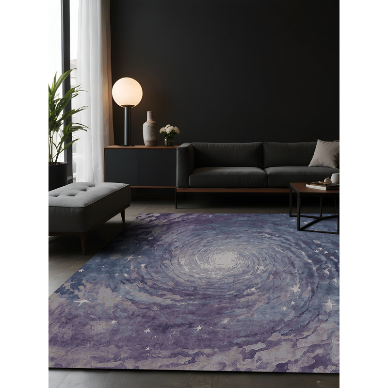 Tapis mauve soyeux et moelleux, Carré 5 pi