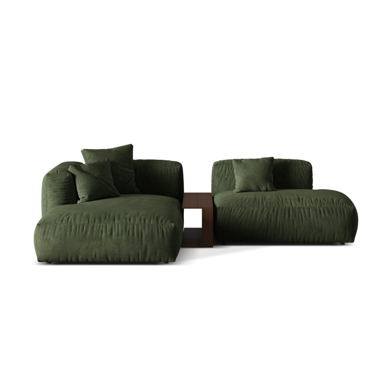 Bedar 2 Seater Velvet Corner Sofa , Green