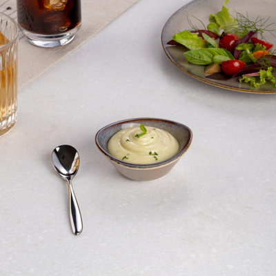 SPLASH BEIGE Premium Porcelain Miniature Curved Bowl, 1.69oz | Microwave & Dishwasher Safe
