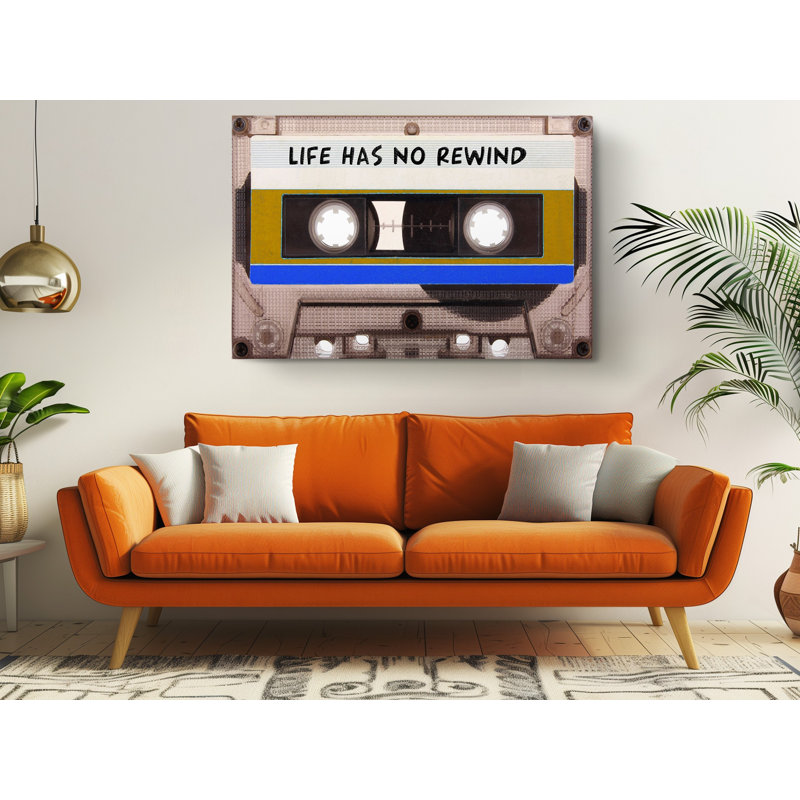 Life Has No Rewind Cassette Canvas Print, 30" H x 45" W