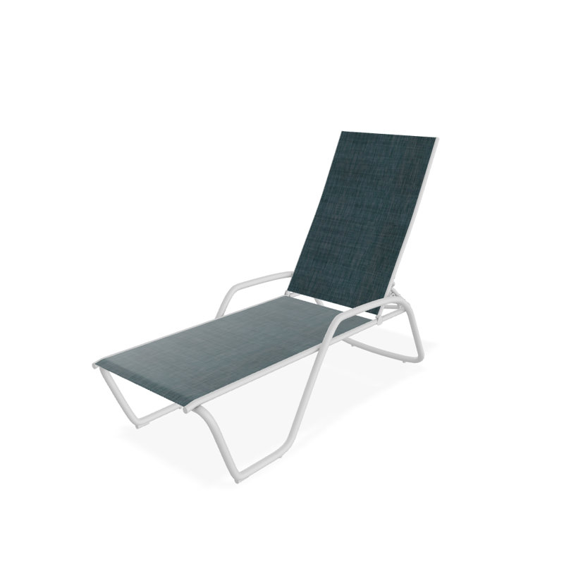 Outdoor Rust-Resistant Metal Chaise Lounge, White 6D Sunbrella®, Textured White