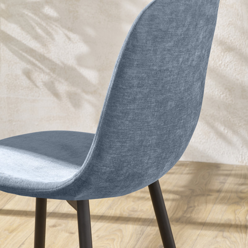 Sumra Set Of 4 Denim Blue Chenille Upholstered Dining Chairs, Blue