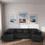 Canapé modulaire moderne en forme de U avec bande lumineuse à DEL RVB et 6 coussins-652929007