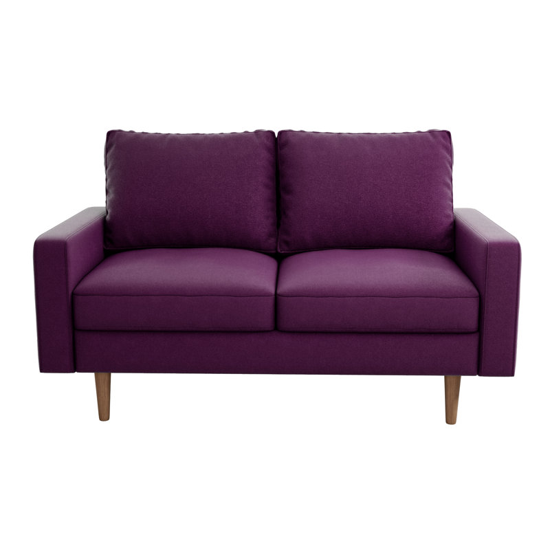 Markham Square Arm Sofa Loveseat, Eggplant Velvet, 33" H x 70" W x 32" D