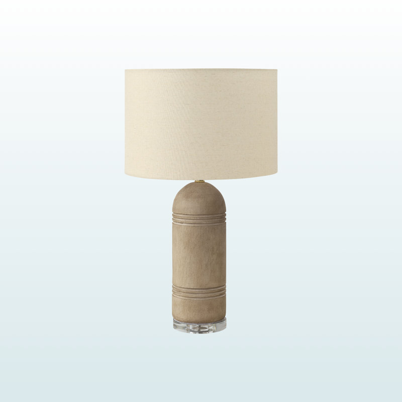 Camino Table Lamp with Beige Shade in Brown Resin, 27.86'' H X 15.84'' W X 15.84'' D
