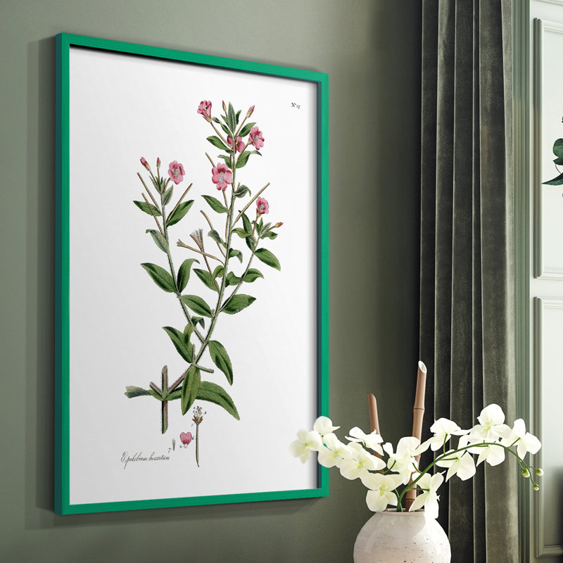 Rose Botanical III, reproduction encadrée - bois massif, Green, 10" H x 8" W