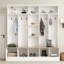 Portemanteau élégant avec banc de rangement - Armoire à chaussures minimaliste avec rangement cubique et tablettes - Portemanteau multifonctionnel avec 8 crochets pour les entrées et le vestibule, blanc-1724555669