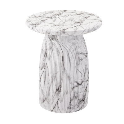 Afton Outdoor MGO Side Table with Handcrafted Marble-Effect Surface