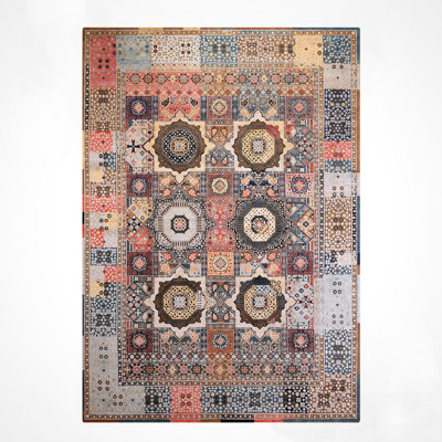 Original Hand Knotted Oxidised Pattern Multi Color Wool and Silk Rug