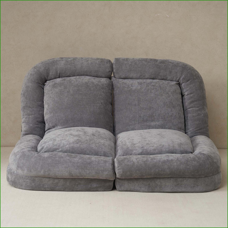 Canapé-lit convertible simple dépliable à 18 positions | Gris | Profondeur du siège 63,78, Tissu gris