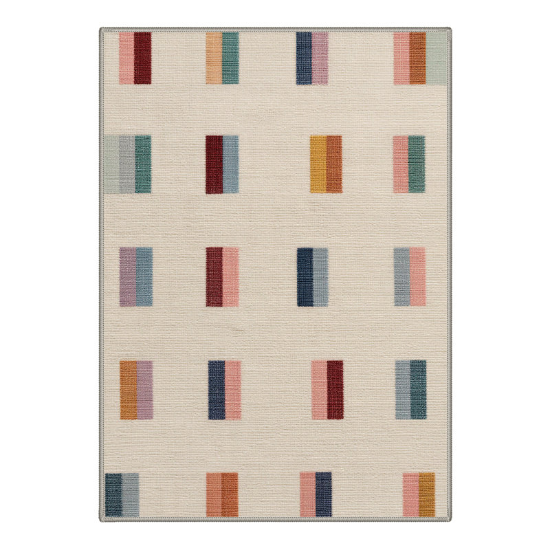 Liadan Vectra Modern Machine Washable Beige Indoor Area Rug with Non-Slip Backing, Rectangle 9' x 12'