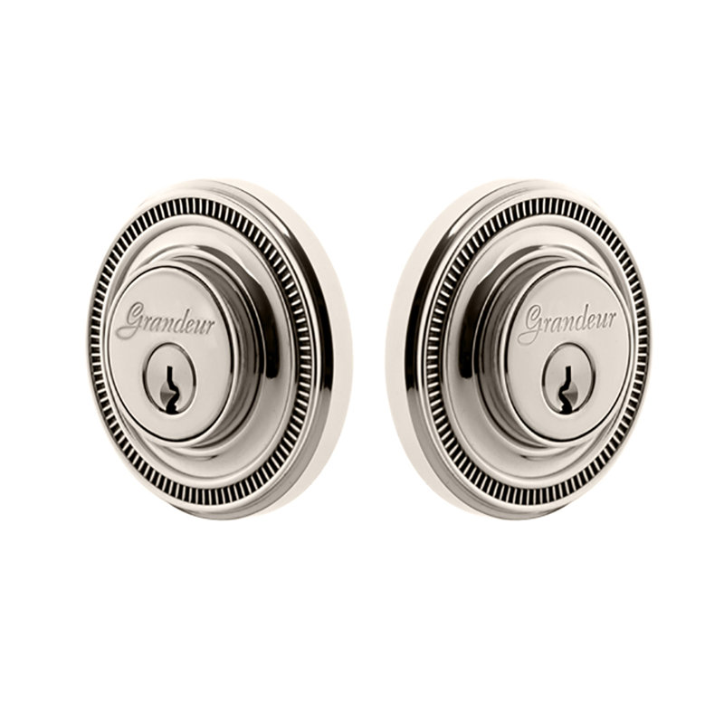 Pêne dormant à double cylindre Soleil, 2.375", Nickel poli