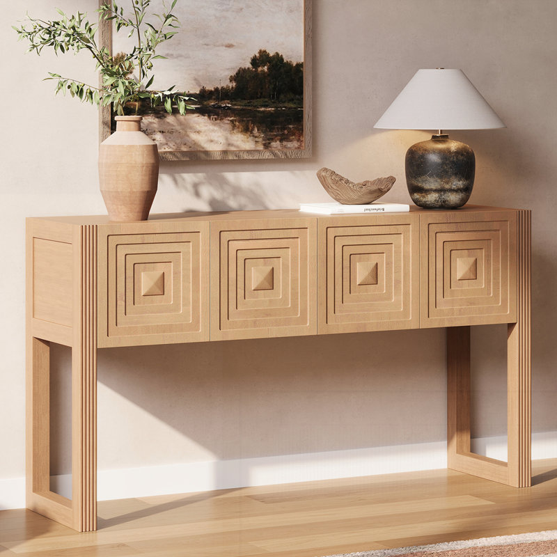 Console moderne avec tiroirs, Marron clair