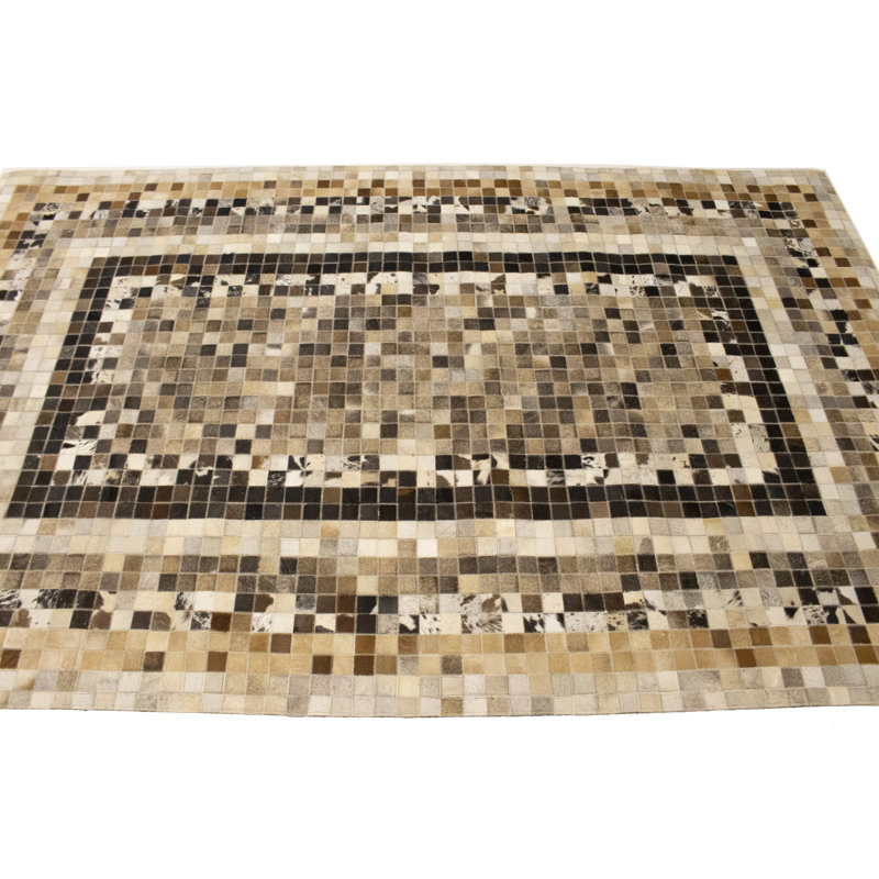 Tapis multicolore moderne en cuir 5X8, Rectangle 5 pi x 8 pi
