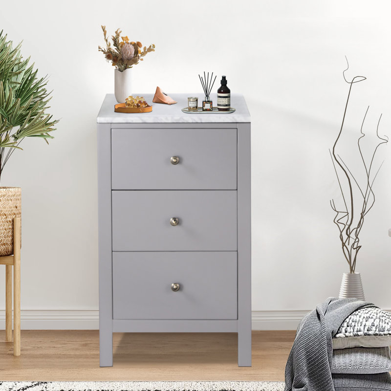 Base d'armoire de salle de bain latérale 20 po avec 3 tiroirs Wini, Gris