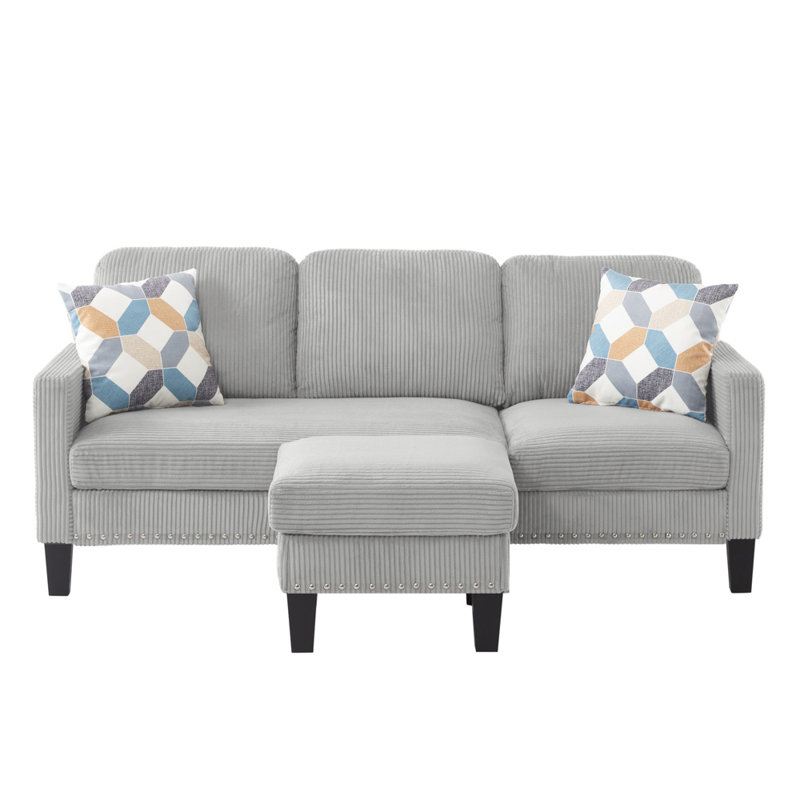 Canapé modulaire large 72,64 po, Gris clair ; noir