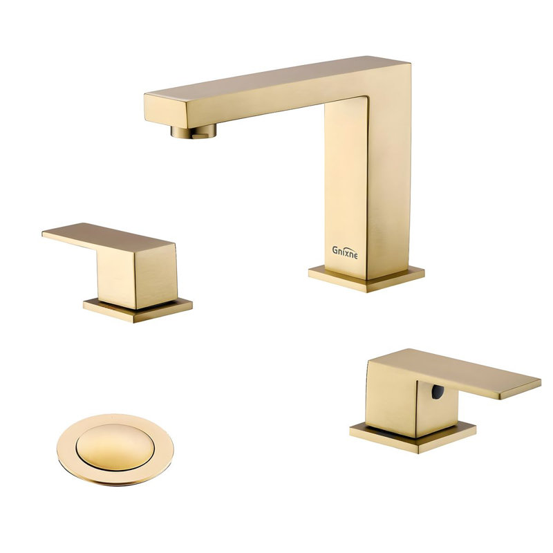Modern Double-Handle Bathroom Faucet, Gold
