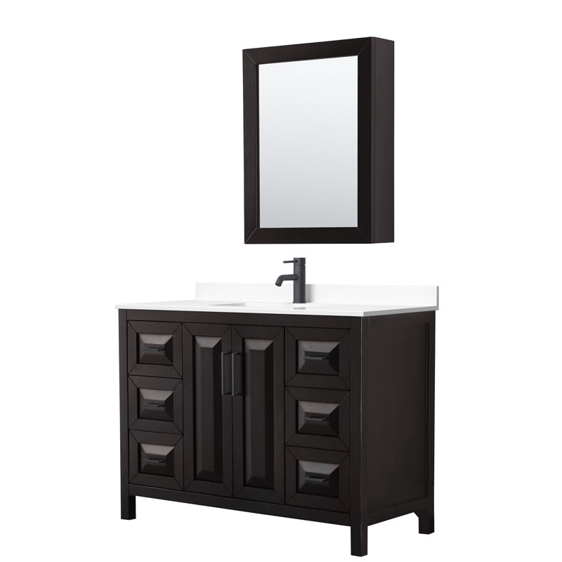 Daria 48'' W Vanity, White Cultured Marble, Dark Espresso, Matte Black