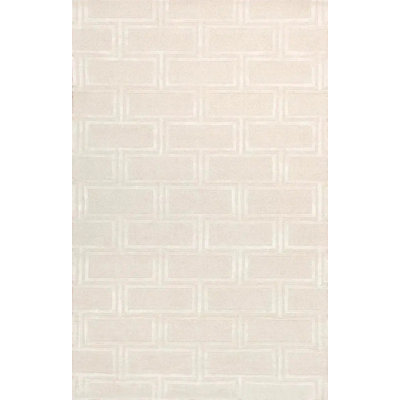 Geometric Handmade Hand Tufted Rectangle 7'9" x 9'9" Wool/Cotton Area Rug in Ivory