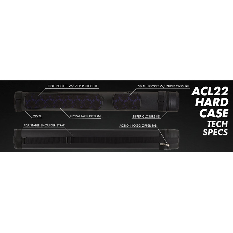 14" Pool Cue Case, Black/Purple