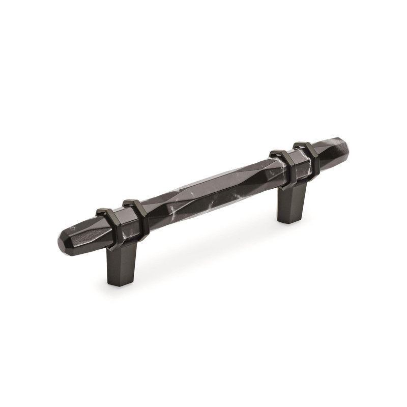 Poignée barre Carrione, Noir de marbre / bronze noir, 5 1/16 po D'un centre à l'autre