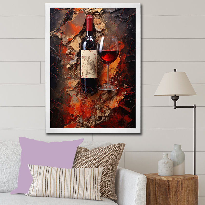" Tempranillos Temperament ", 40" H x 30" W x 1.5" D, White Single Picture Framed
