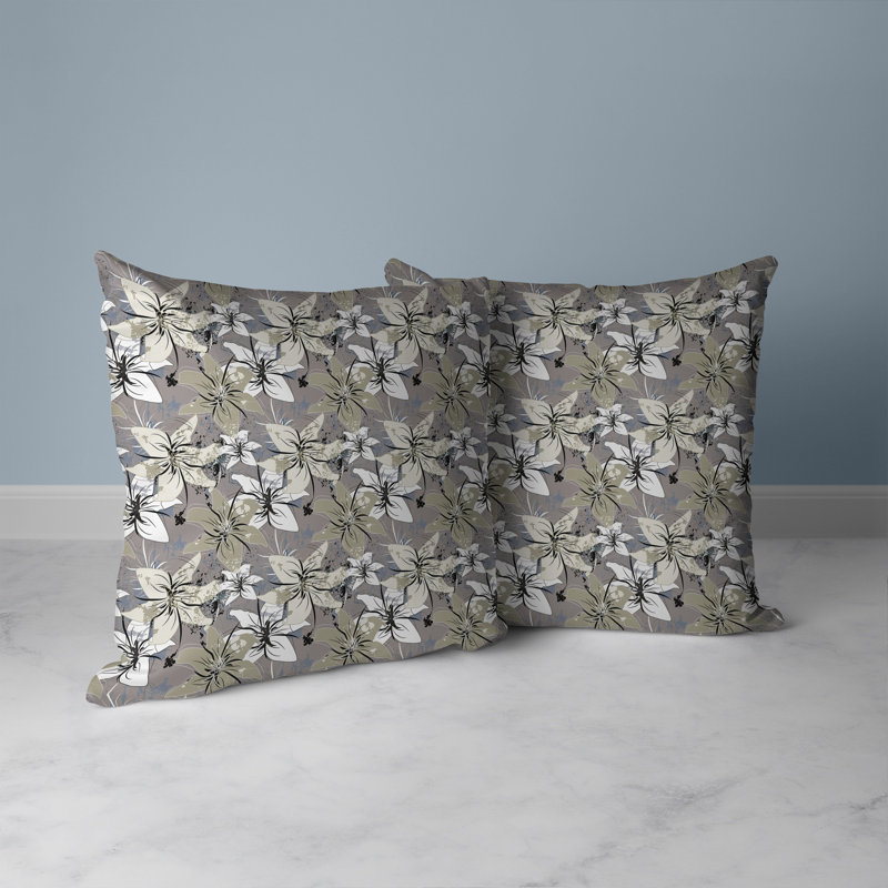 Coussin décoratif carré Lily, Beige/Argenté, H 26 po x l 26 po