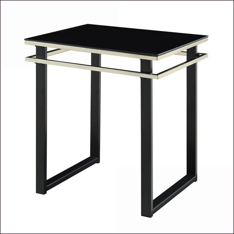 Ensemble de table basse de salon moderne 3 pièces avec plateau en verre trempé noir Base en métal, assemblage facile