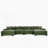 170"Oversized Cloud Modular U-Shape Sectional Couch,Premium Corduroy Fabric With Chaise Deep Seat Wide Armrests,8 Throw Pillows Good Resilience Cushion,Easy Assembly, For Living Rooms Studies,Green-213191384