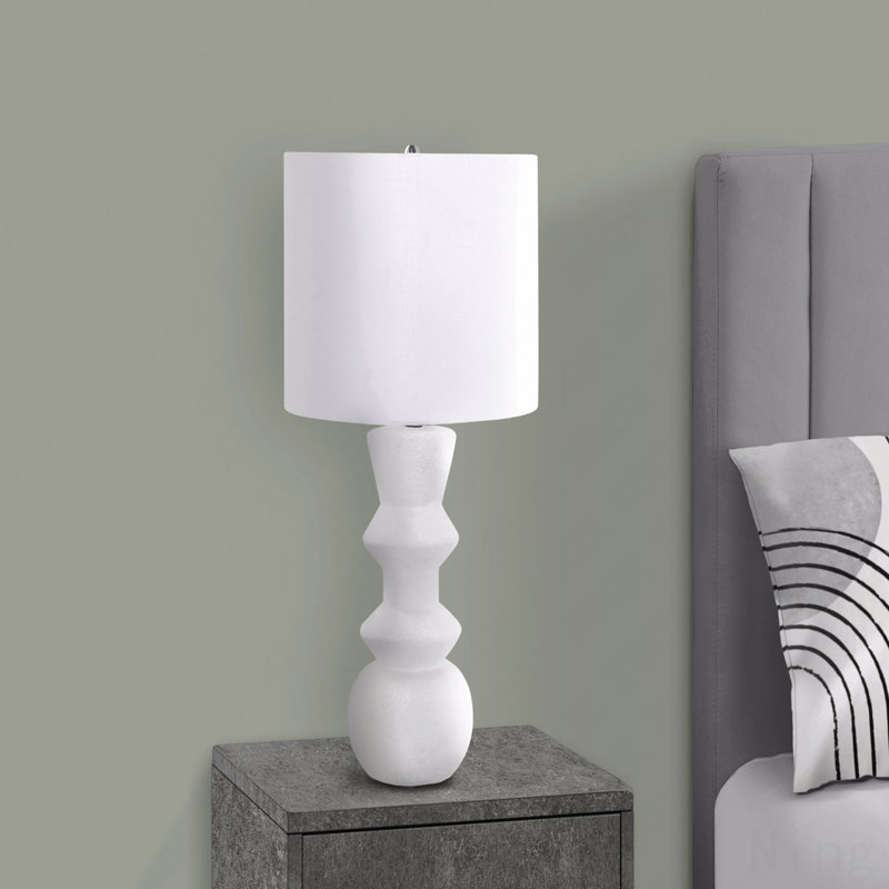 Lighting, H 26 po, céramique crème, abat-jour ivoire / crème, contemporain, Crème