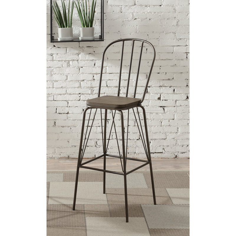 Chaises de bar à lattes modernes en métal noir (ensemble de 2), Noir