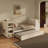 Wooden Daybed With Trundle And Side Shelves, Drawers, Storage Bed With Multi-Functional Desk And Charging Station