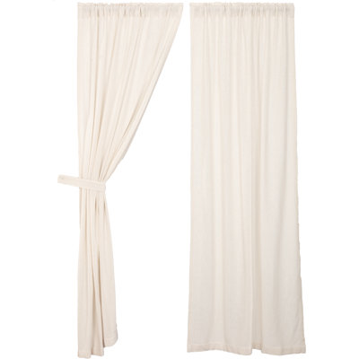 Yvaine 100% Cotton Semi Sheer Curtain Panel Pair