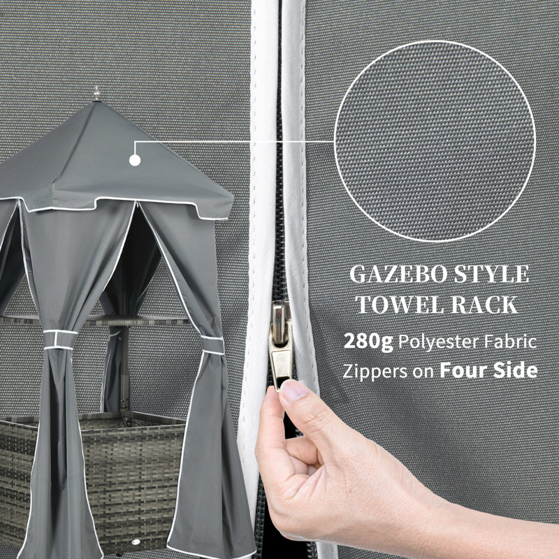 Serviette couverte pour piscine - support à tablette avec tablette, panier et rangement pour pe