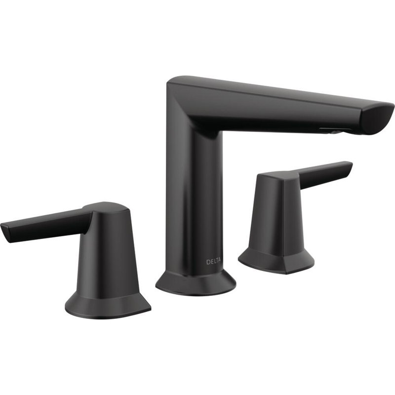 Galeon Widespread Bathroom Faucet with Drain Assembly, Matte Black