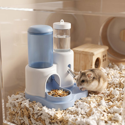Ensemble de nourriture pour hamster, réservoir d'eau, 260 ml, bouteille d'eau 80 ml pour petit animal de compagnie, 6,49 x 5,31 x 4,8 po, bleu