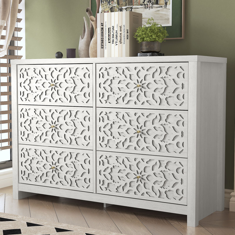 Lukasik 45.4'' W 6 - Drawer Dresser, Pearl White Oak