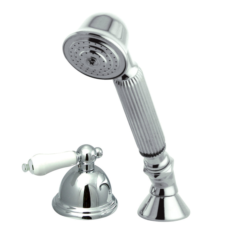 Kingston Brass Vintage Deck Mount Hand Shower with Diverter for Roman Tub Faucet, White/Polished Chrome