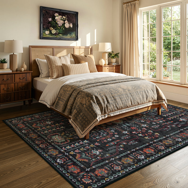 Kaldi Washable Area Rugs for Living Room Vintage Living Room Rug for Bedroom Traditional Low-Pile Carpet, Rectangle 5' x 7'